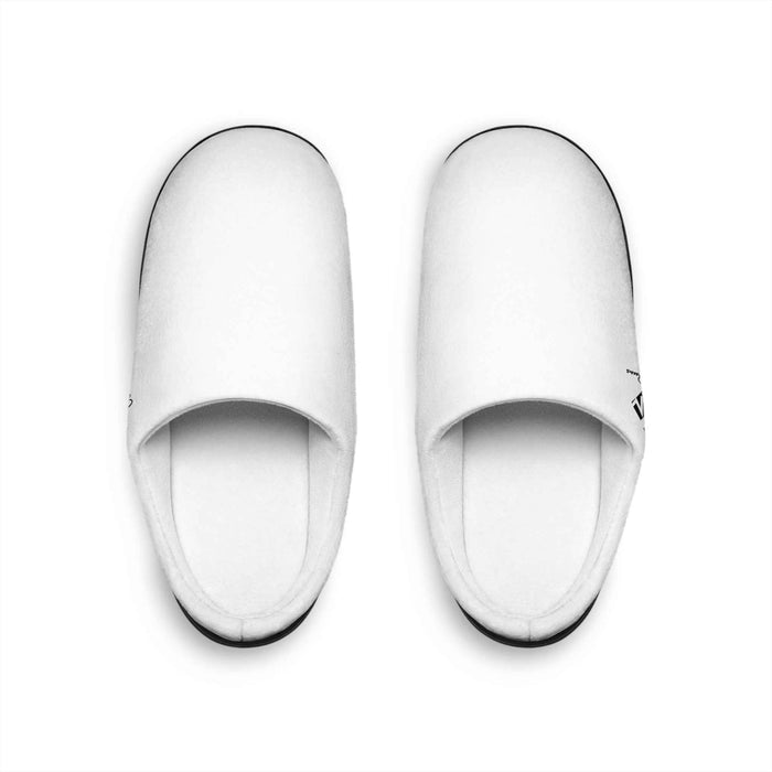 Men's Cozy Indoor Slippers — Minimal White Slip-On with Subtle Logo - JSM-Street Dreams