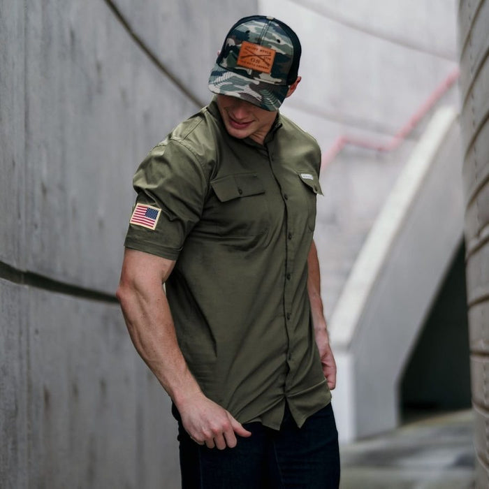 Grunt Style Grunt Style Garage Button Down - Military Green other tops