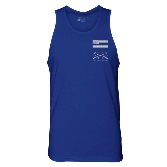 Blue Strength Through Suffering Men's Patriotic Tank Top