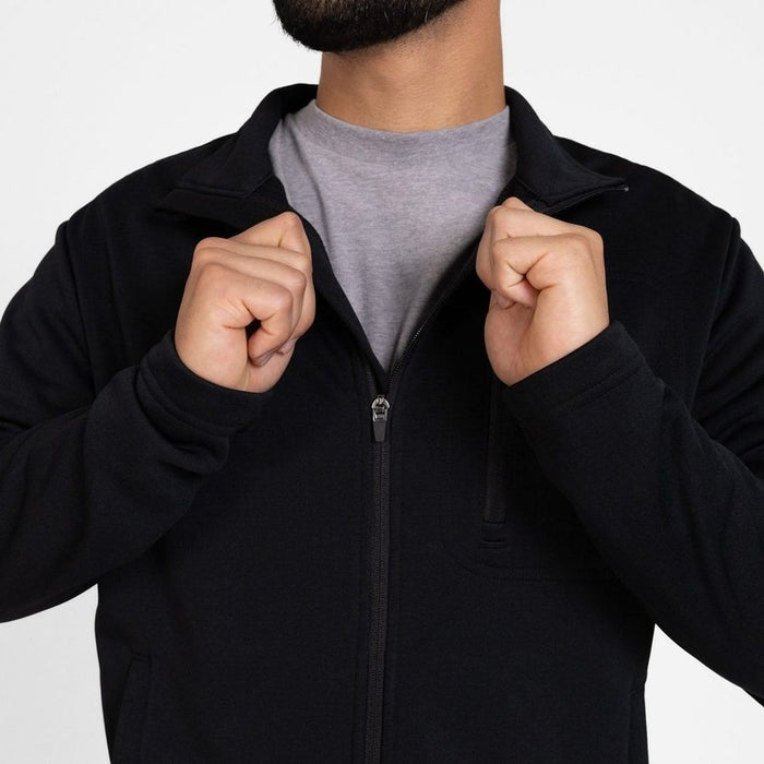 Men's Waffle Top Full-Zip Jacket - Black