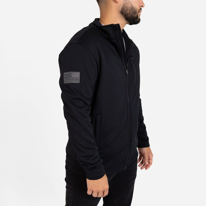 Men's Waffle Top Full-Zip Jacket - Black