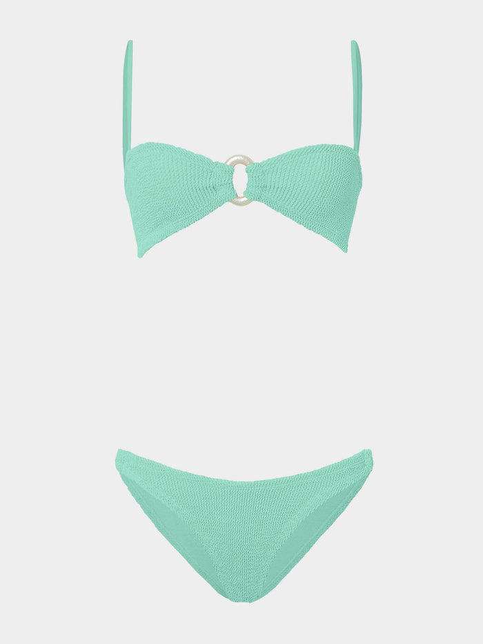 Misty Bikini With Pearly Hoop - Metallic Mint