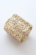 Monogram Carved Ring Brooch - Gold