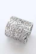 Monogram Carved Ring Brooch - Silver