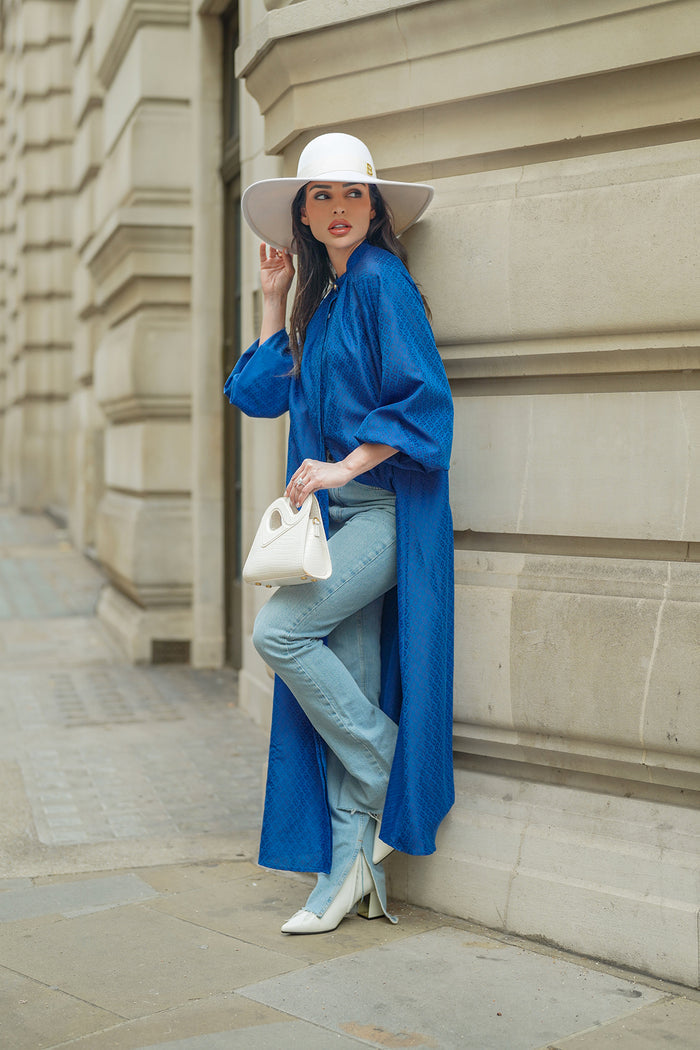 Monogram Embossed Maxi Dress - Navy