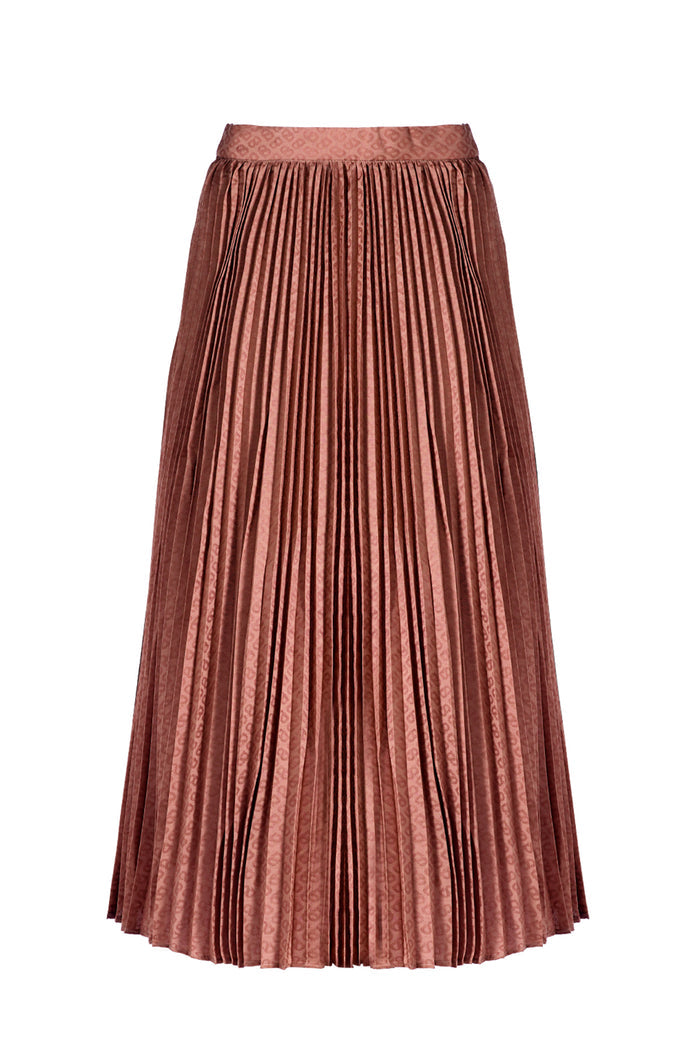 Monogram Embossed Pleated Skirt - Terracotta