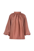 Monogram Embossed Puff Blouse - Terracotta