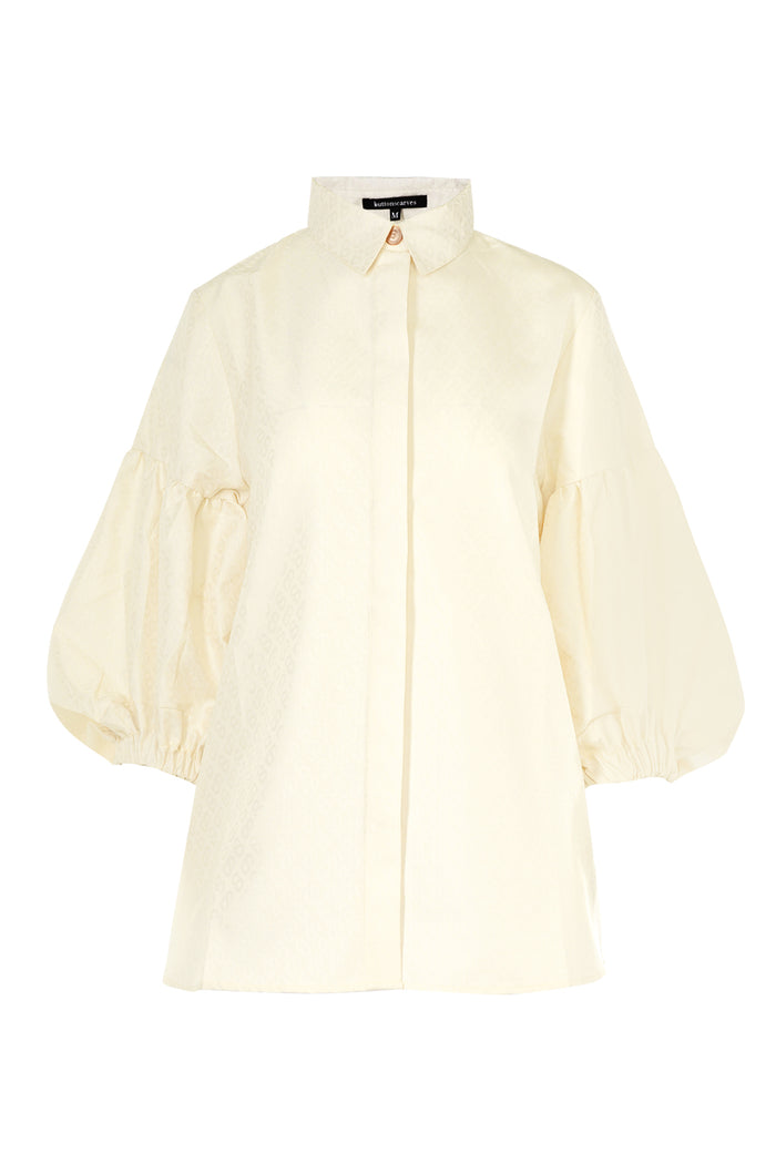 Monogram Embossed Puff Shirt - Ivory