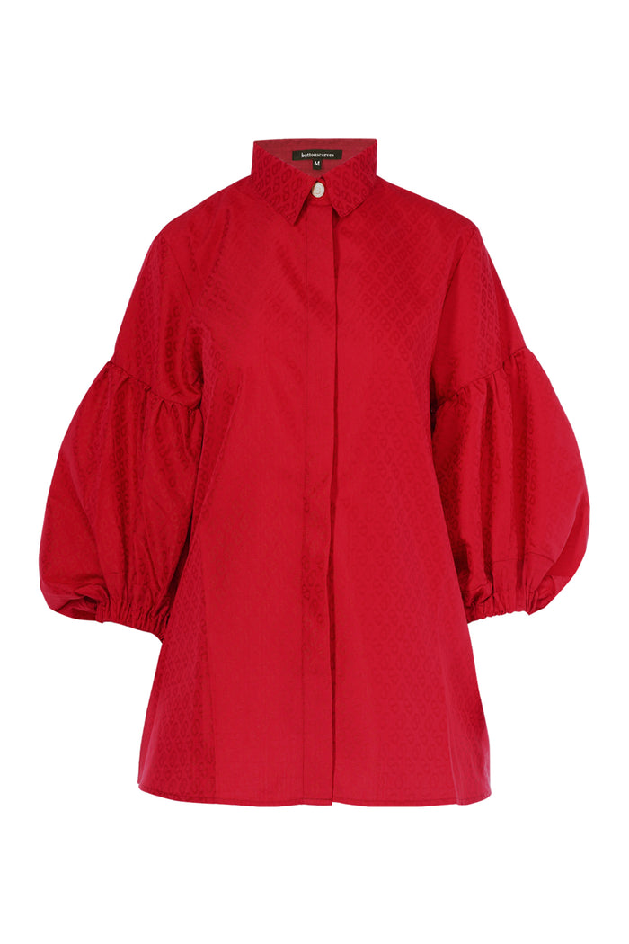 Monogram Embossed Puff Shirt - Red
