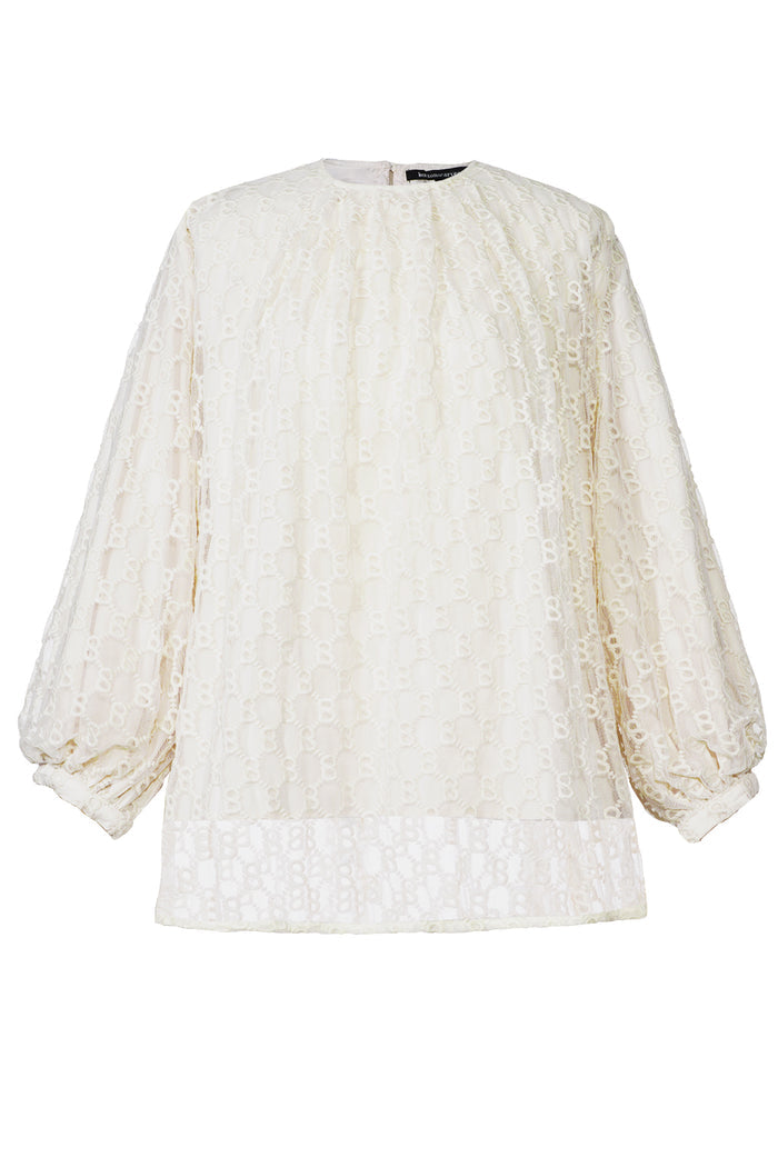 Monogram Embroidery Blouse - Cream