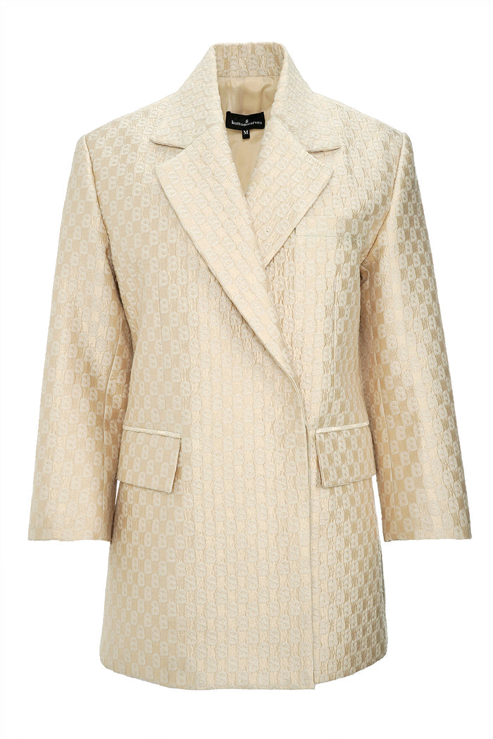 Monogram Jacquard Blazer - Beige