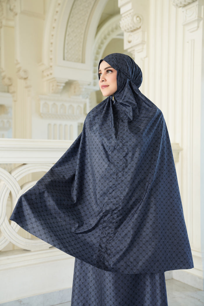 monogram mini capsule prayer robe in navy by buttonscarves