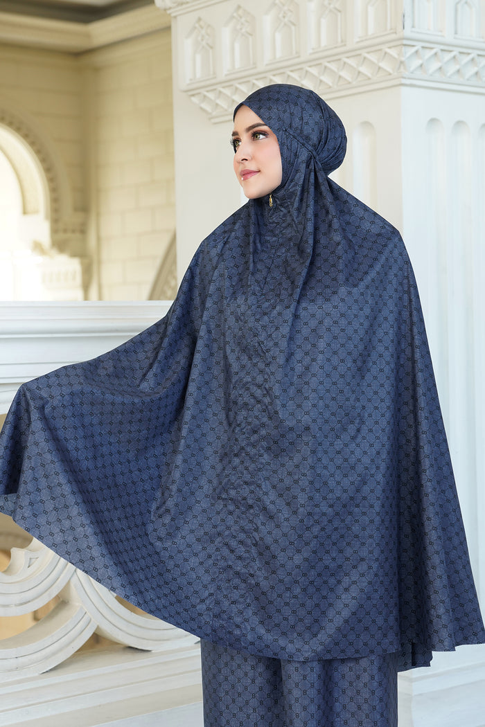 monogram mini capsule prayer robe in navy by buttonscarves