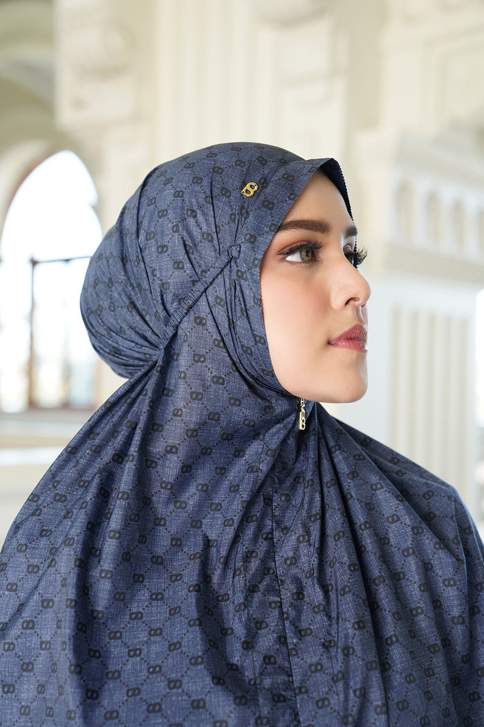 monogram mini capsule prayer robe in navy by buttonscarves detail