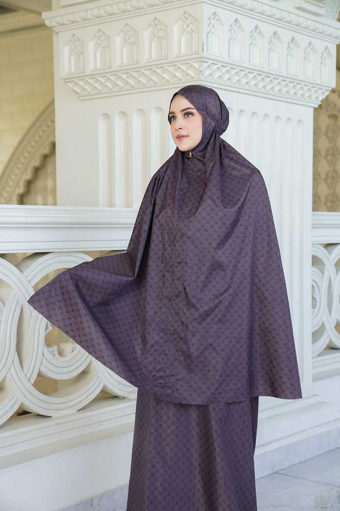 monogram mini capsule prayer robe in plum by buttonscarves