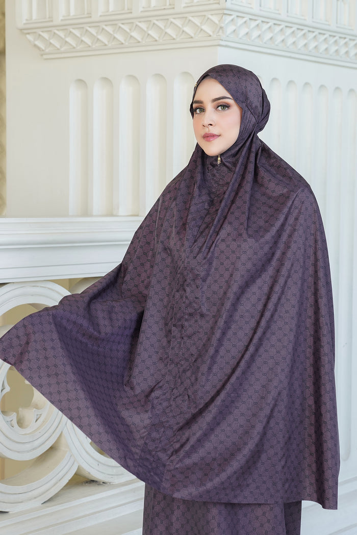 monogram mini capsule prayer robe in plum by buttonscarves