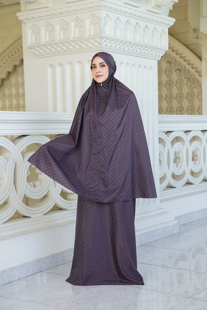 monogram mini capsule prayer robe in plum by buttonscarves