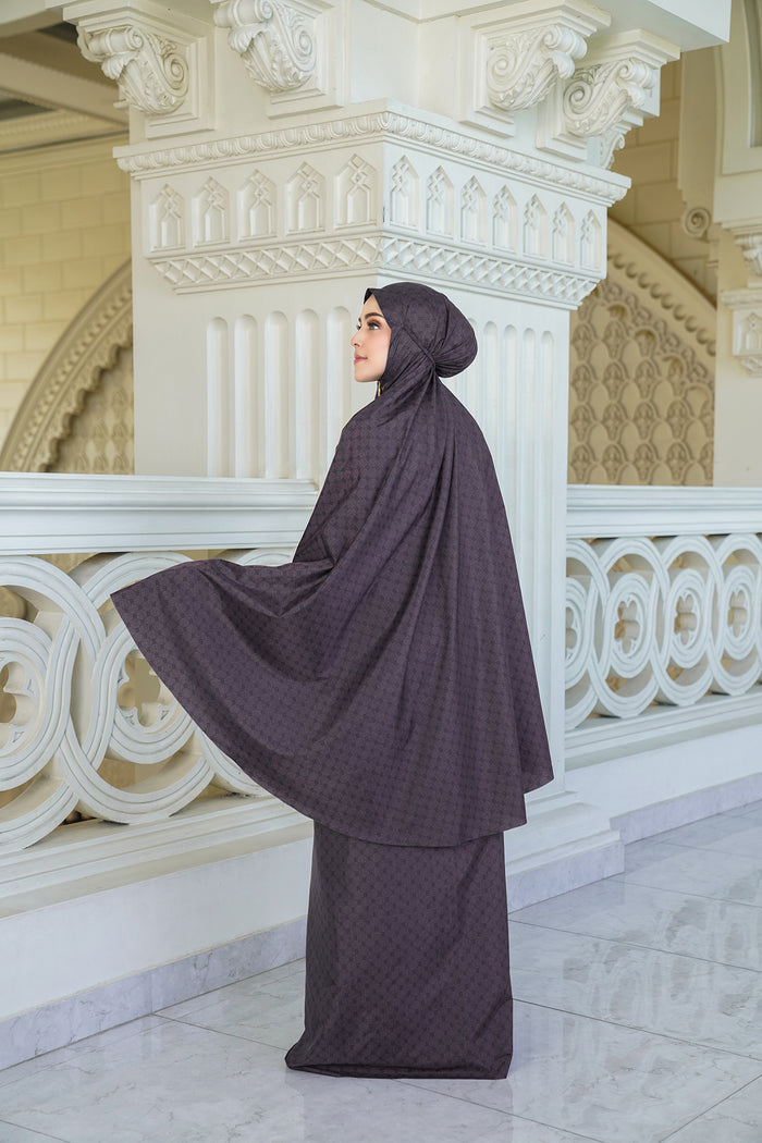 monogram mini capsule prayer robe in plum by buttonscarves