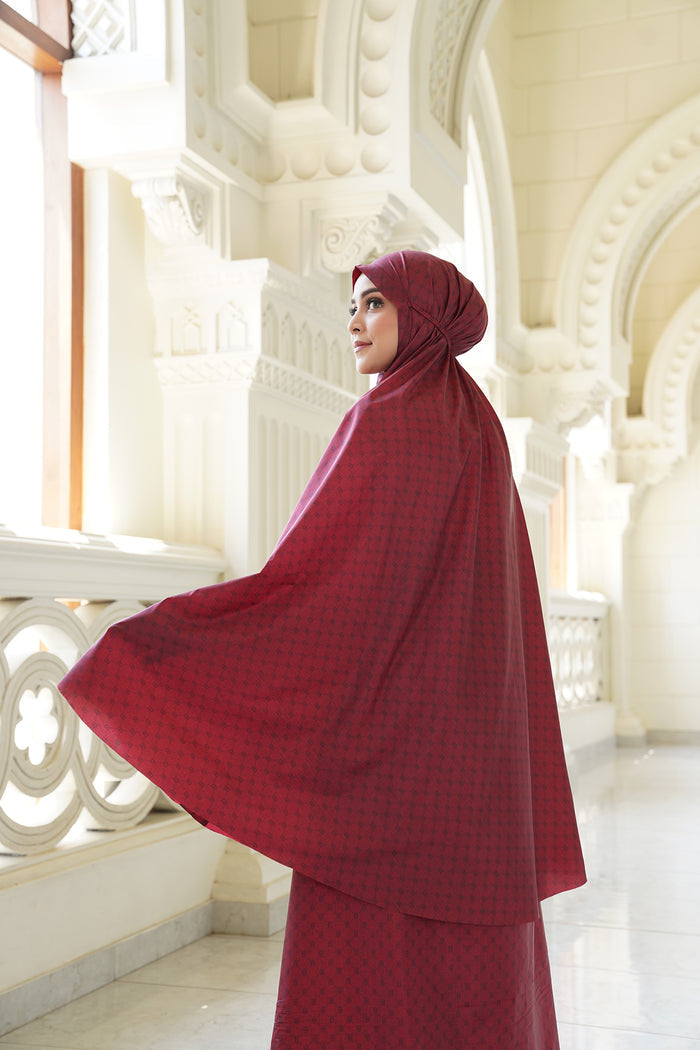 monogram mini capsule prayer robe in red by buttonscarves