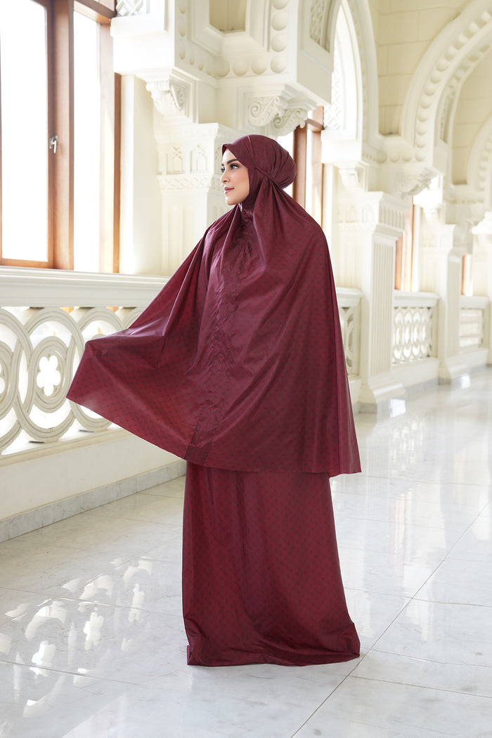 monogram mini capsule prayer robe in red by buttonscarves