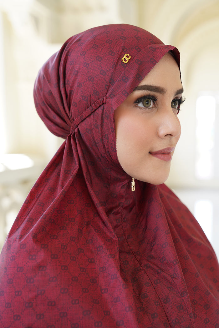 monogram mini capsule prayer robe in red by buttonscarves detail