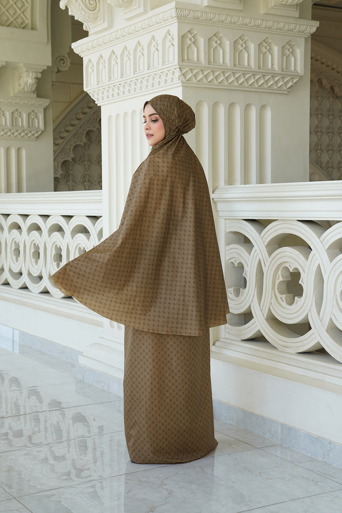 monogram mini capsule prayer robe in tan by buttonscarves