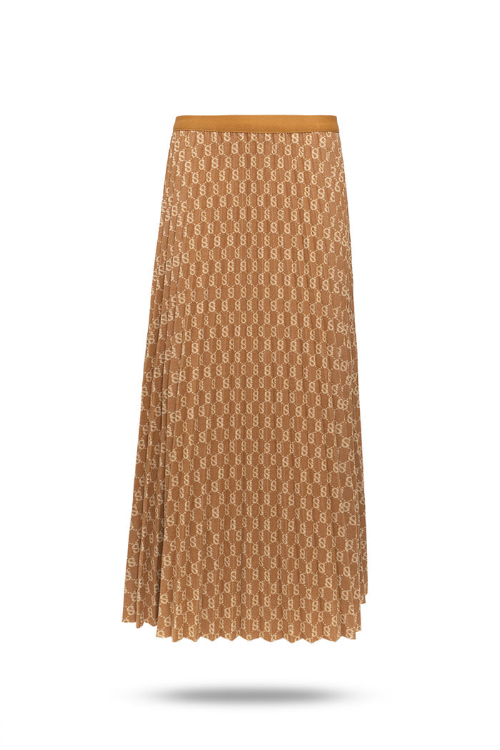 Monogram Pleated Skirt - Harvest Gold
