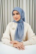 Monogram Scramble Voile Square - Ashley Blue