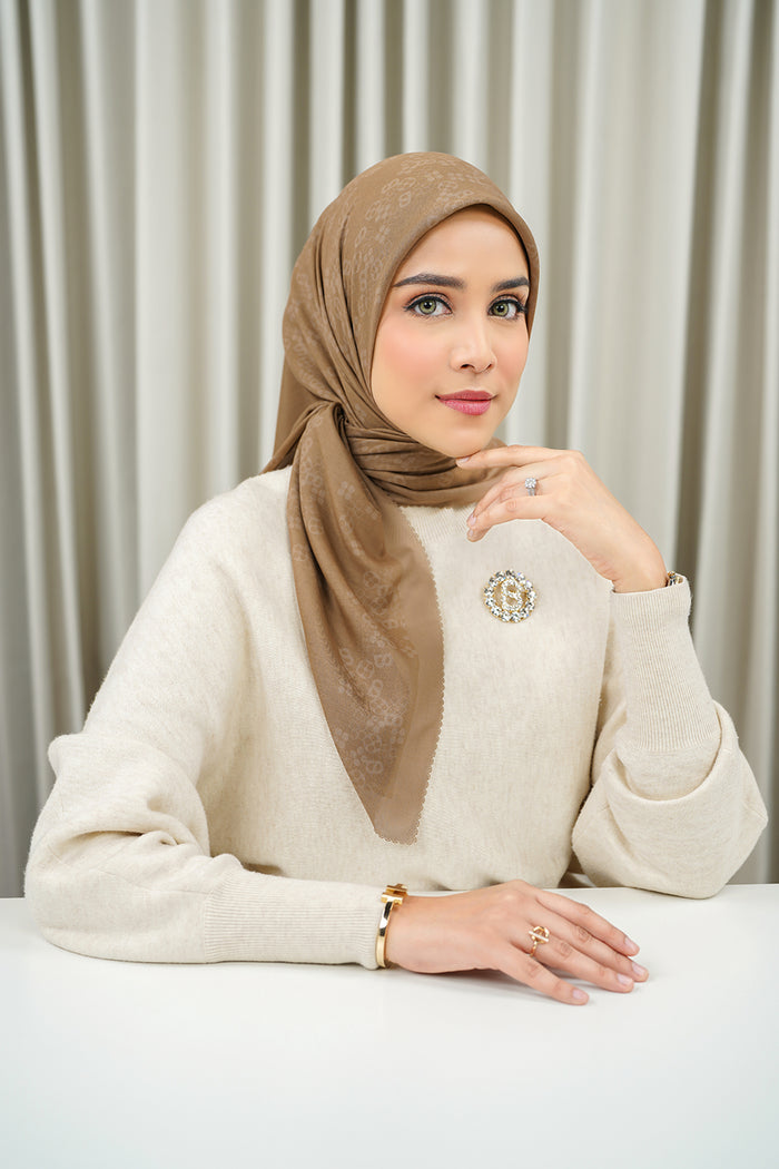 Monogram Scramble Voile Square - Chai Tea