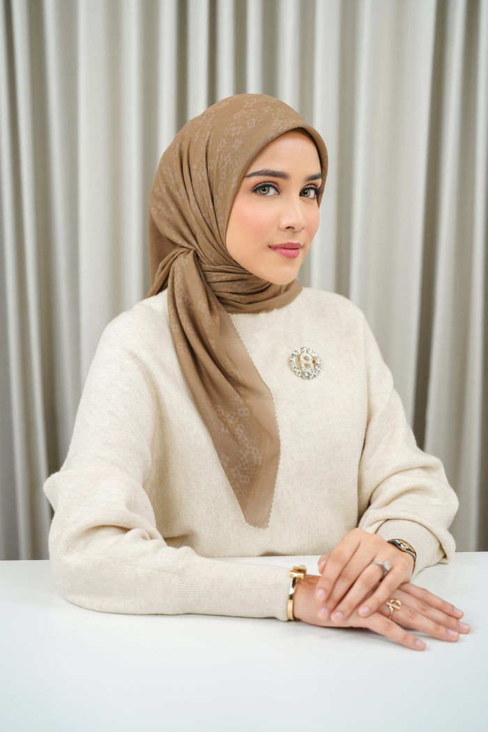 Monogram Scramble Voile Square - Chai Tea