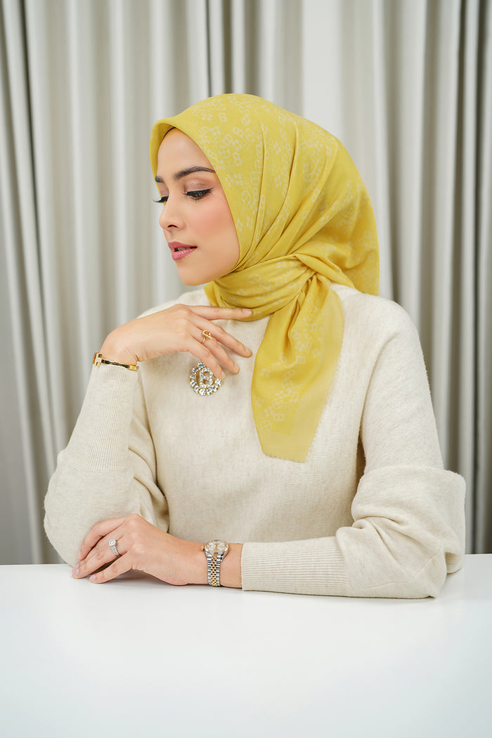 Monogram Scramble Voile Square - Marigold