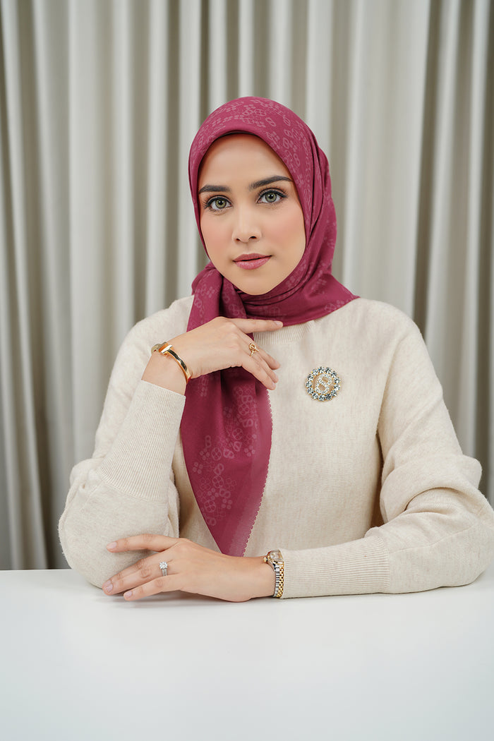 Monogram Scramble Voile Square - Viva Magenta