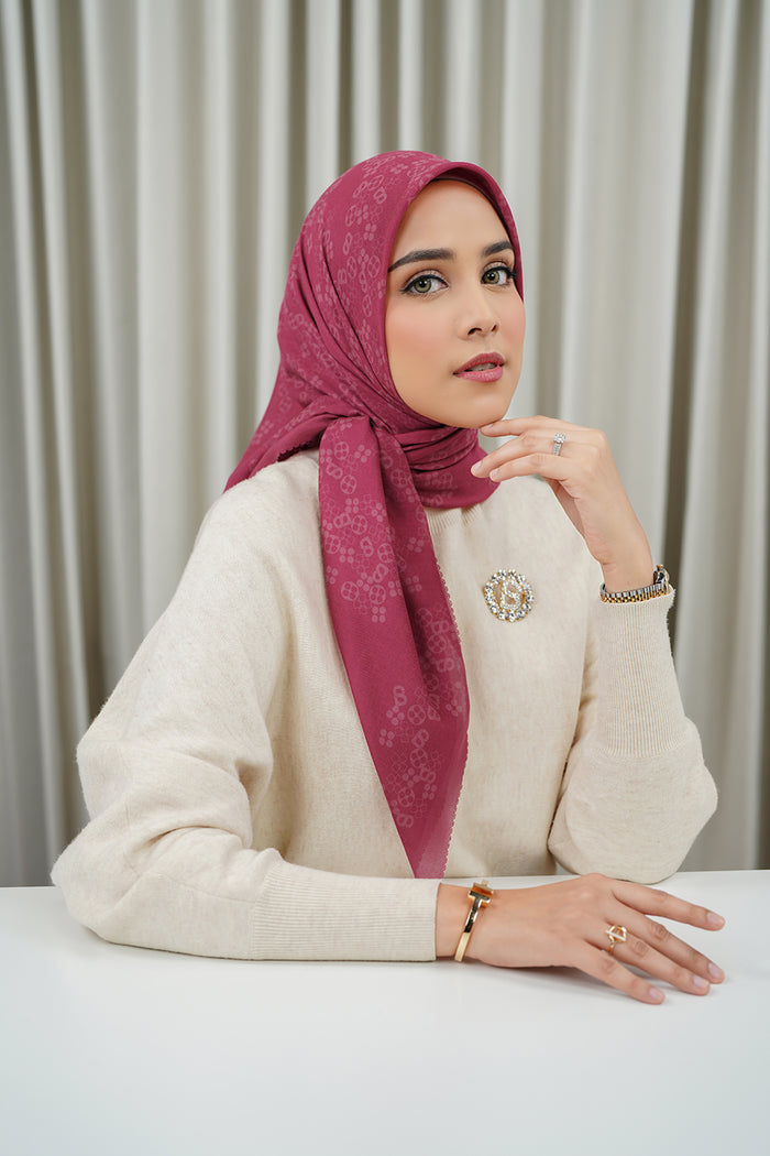 Monogram Scramble Voile Square - Viva Magenta