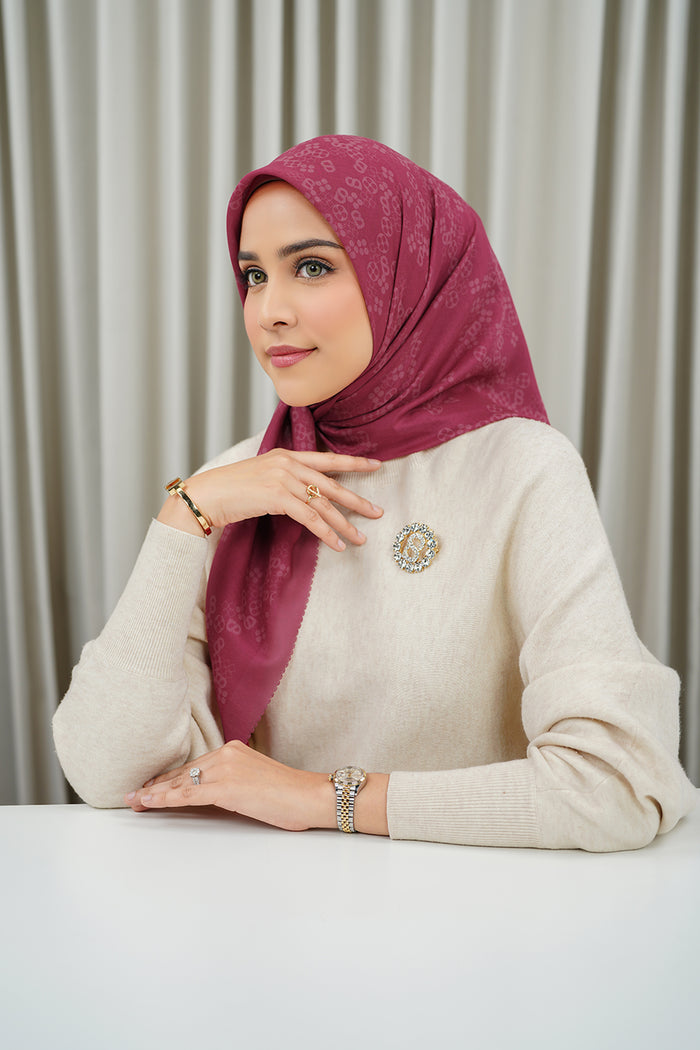 Monogram Scramble Voile Square - Viva Magenta