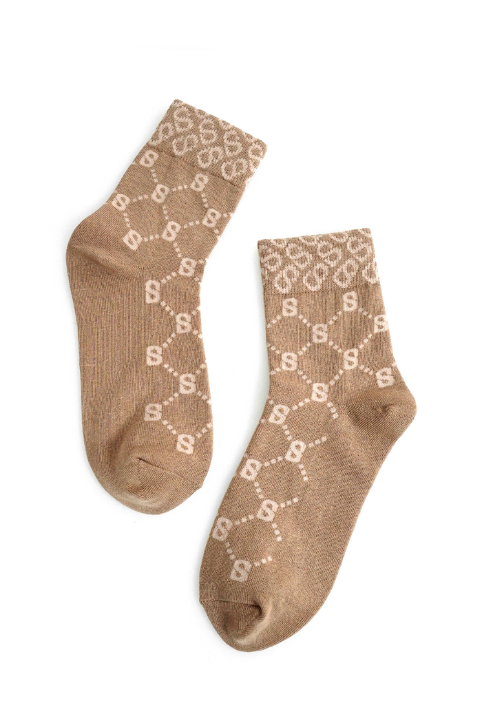 Monogram Socks Brown