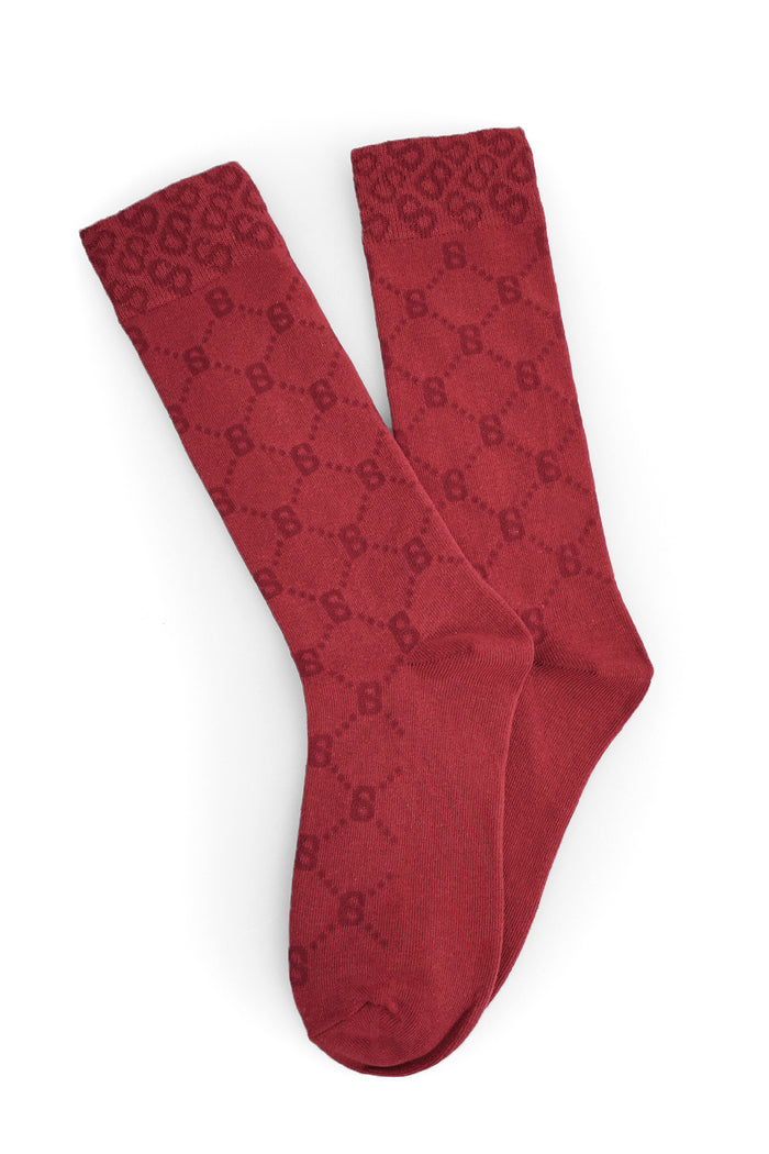 Monogram Socks Maroon