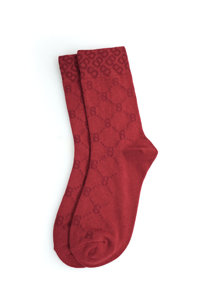 Monogram Socks Maroon