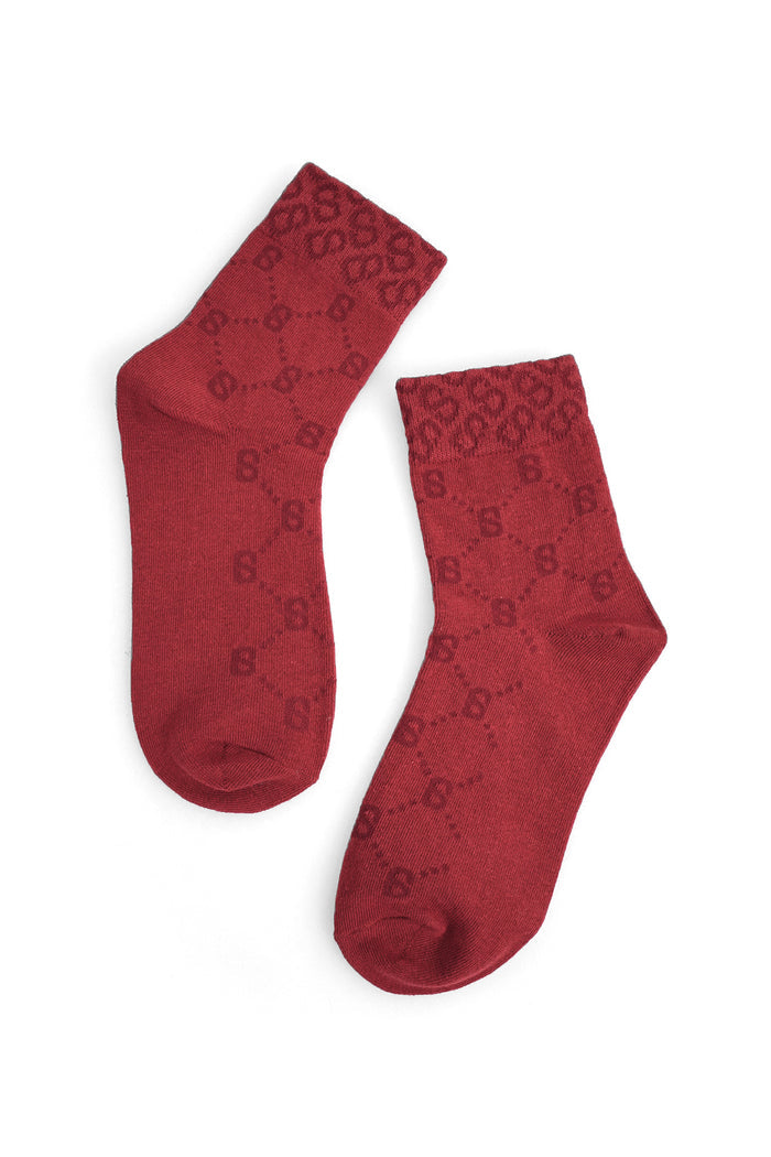 Monogram Socks Maroon