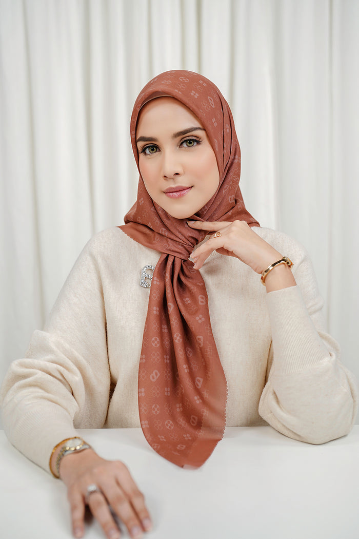 Monogram Voile Square - Burnt Sienna