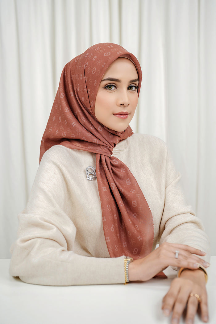 Monogram Voile Square - Burnt Sienna