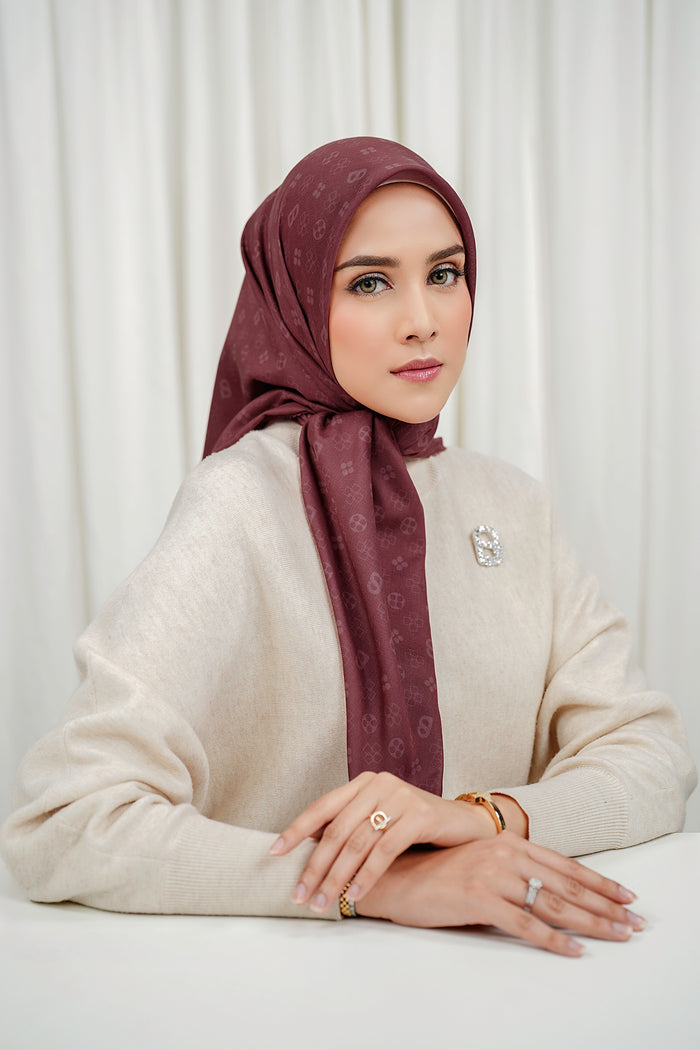Monogram Voile Square - Cranberry