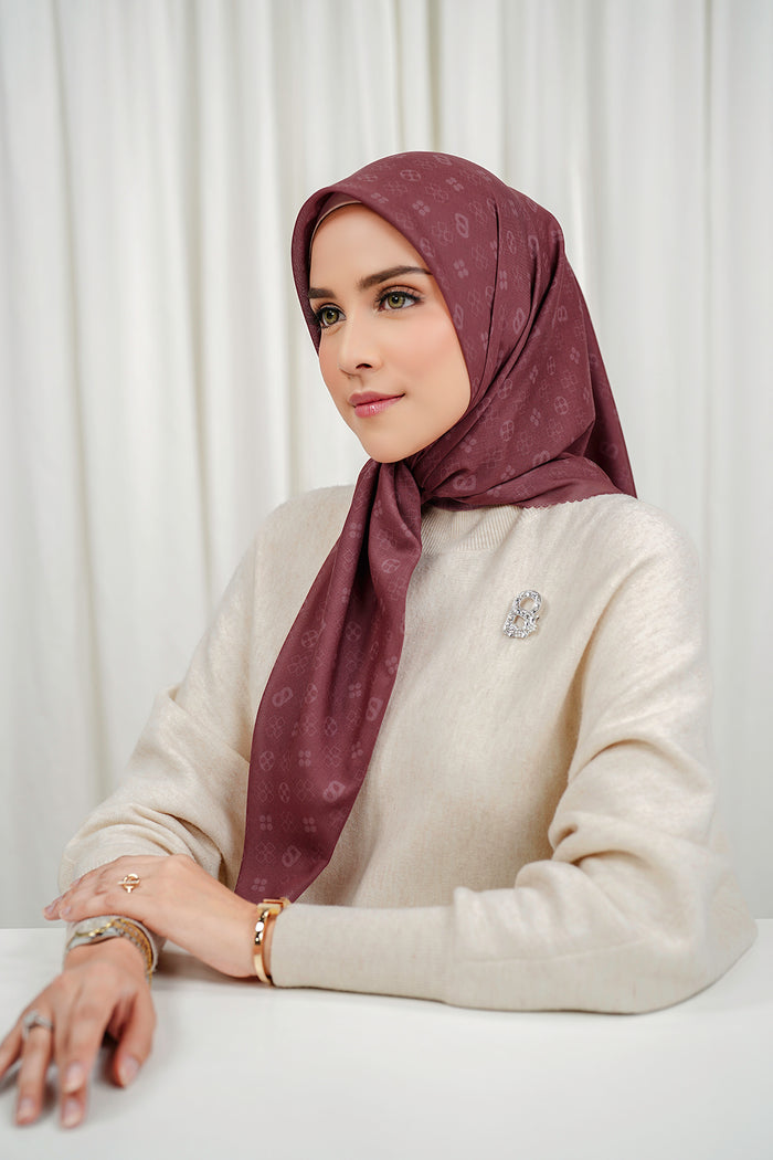 Monogram Voile Square - Cranberry