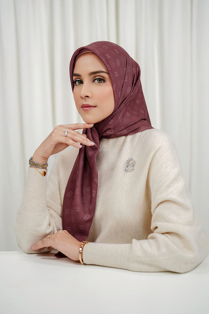 Monogram Voile Square - Cranberry