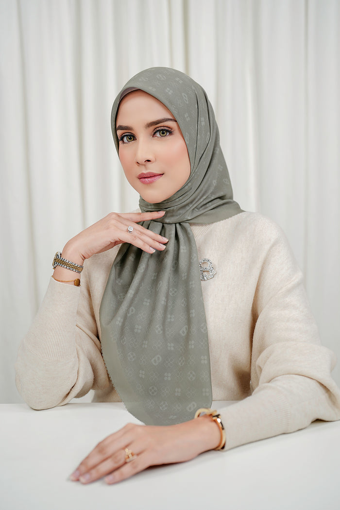 Monogram Voile Square - Mushroom