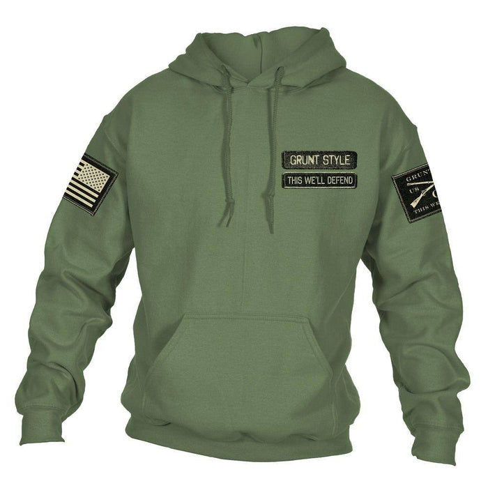 Grunt Style Name Tape Hoodie - Military Green | Grunt Style