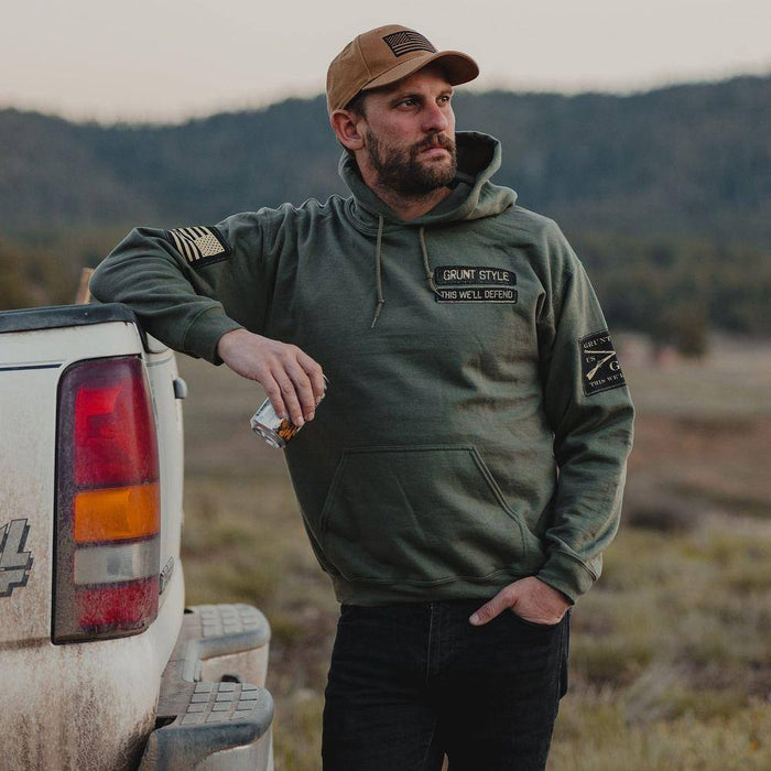 Men's Name Tape Hoodie - Military Green | Grunt Style