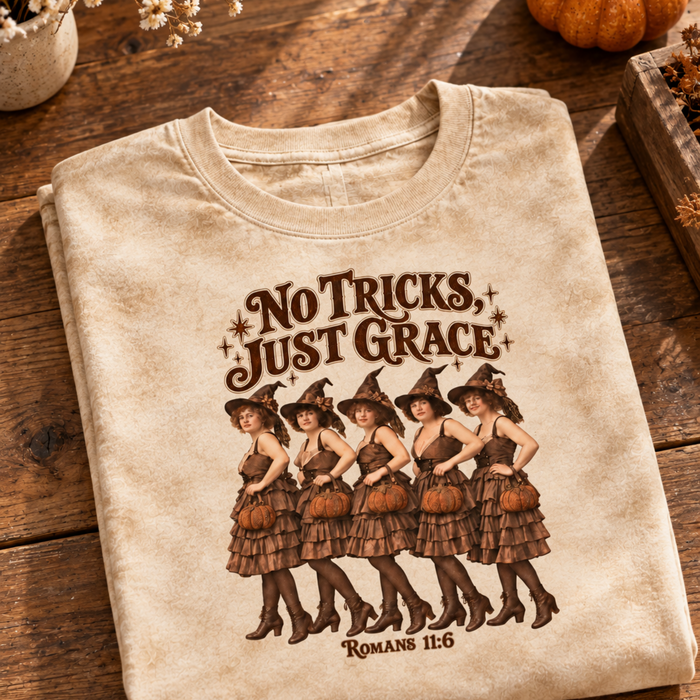 No Tricks, Just Grace tea stained tops