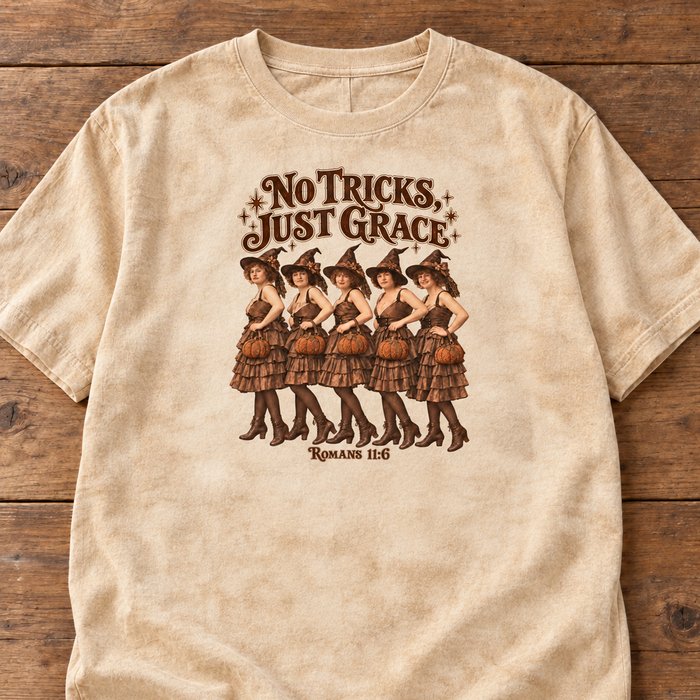 No Tricks, Just Grace tea stained tops