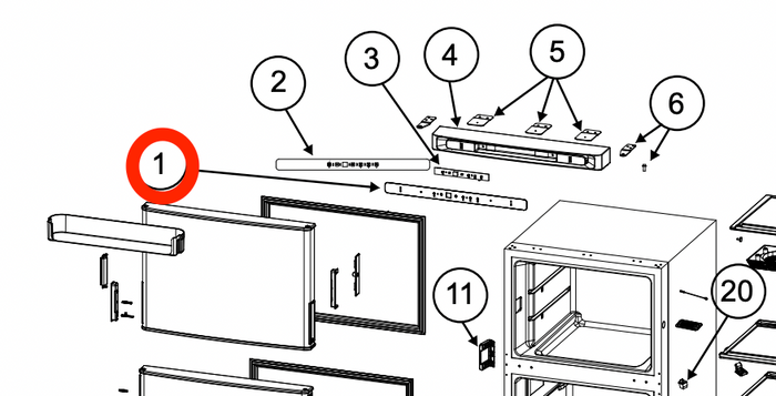 Norcold RV Refrigerator Eyebrow Control Panel 640087 - Exploded Parts Diagram | United RV Parts