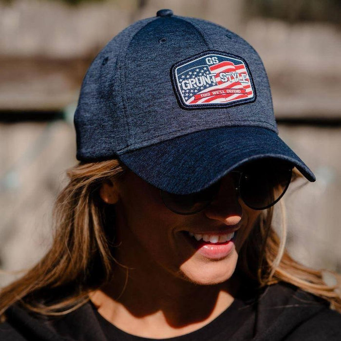 Old Glory Patch Stretch Fit Navy Hat | Grunt Style